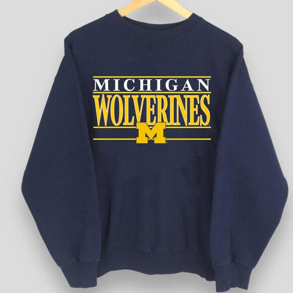 University Of Michigan Sweatshirt Michigan Wolverines Shirt Retro Vintage - Picture 1 of 2